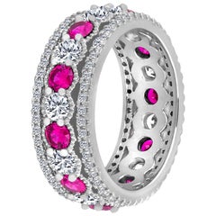 Emilio Jewelry Ruby Diamond Platinum Eternity Band