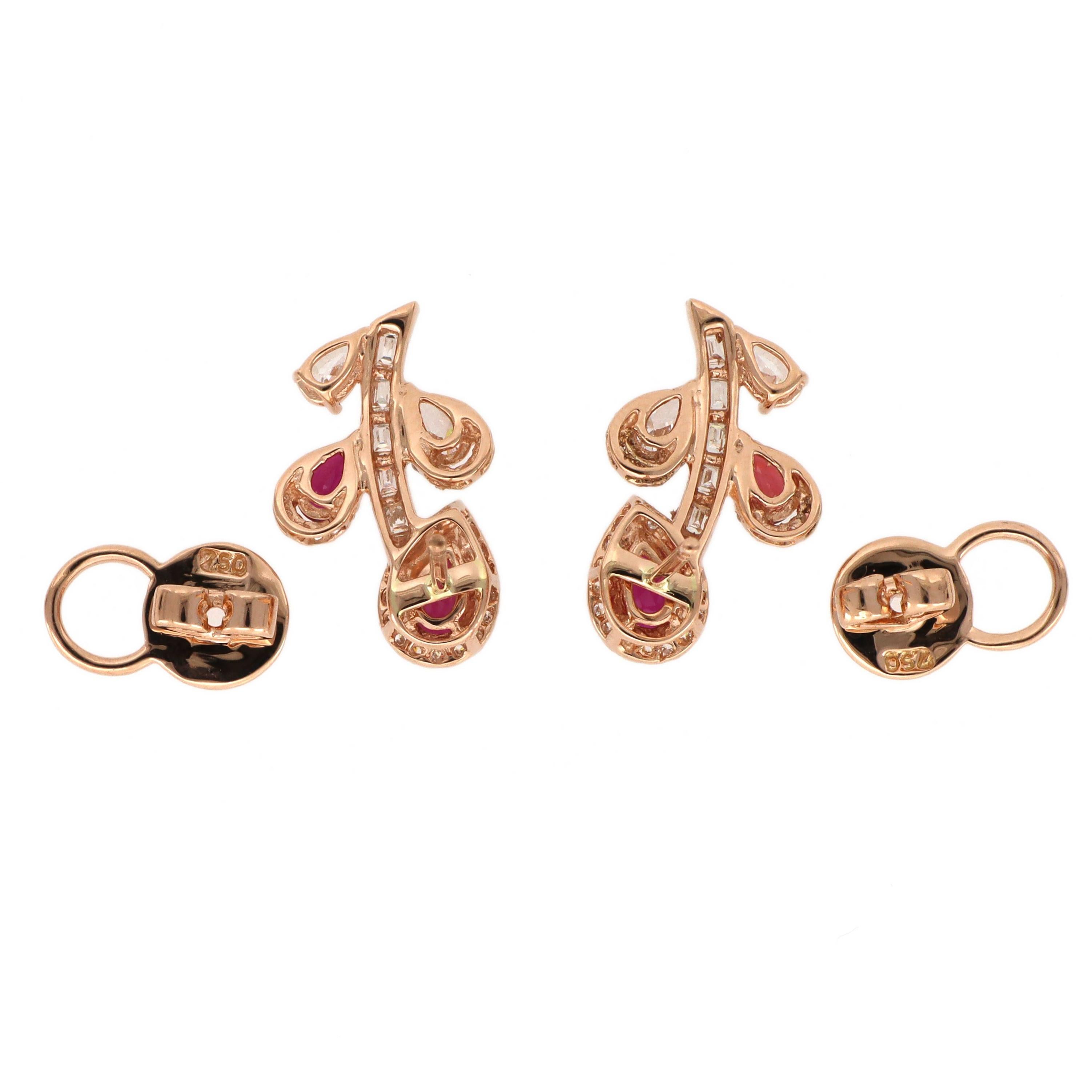 Pear Cut Emilio Jewelry Ruby Pear Stud Earrings For Sale
