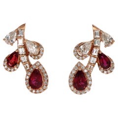 Used Emilio Jewelry Ruby Pear Stud Earrings