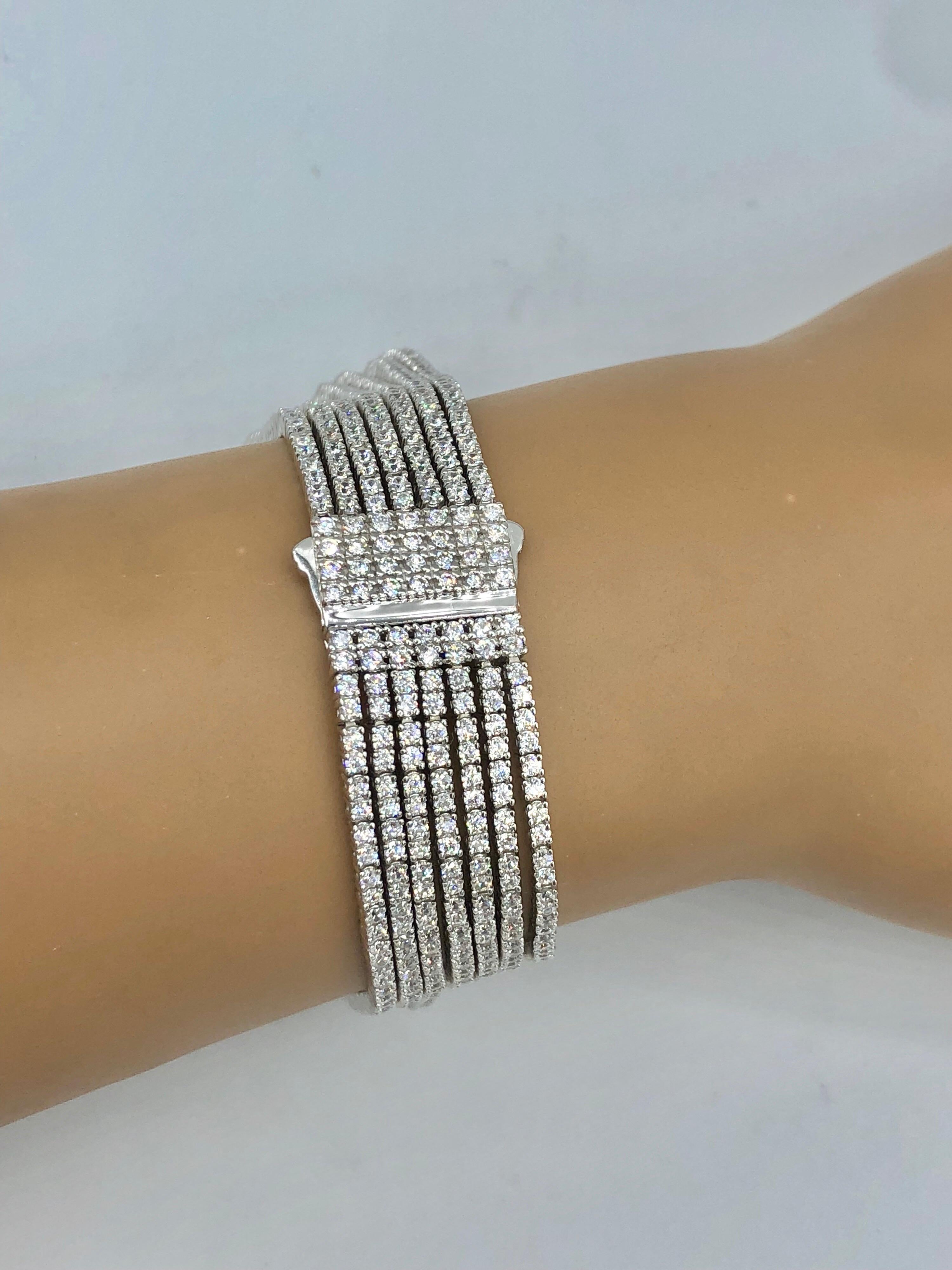 Emilio Jewelry Seven-Row 9.50 Carat Endless Diamond Bracelet 3