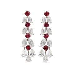 Emilio Jewelry Special Flame Cut 48.00 Carat Vivid Red Ruby Suite