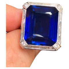 Emilio Jewelry SSEF Certified 20 Carat Royal Blue No Heat Burma Sapphire Ring