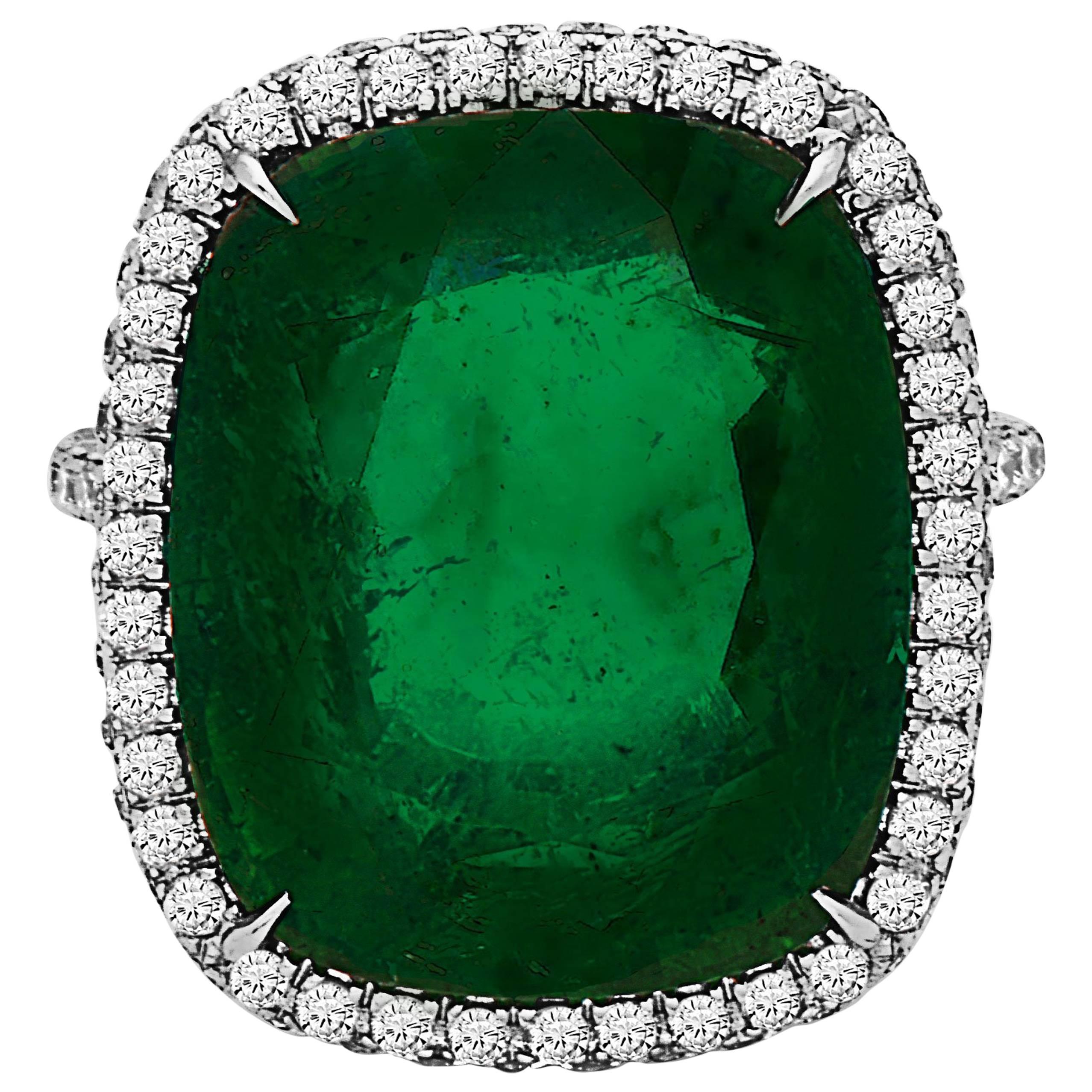 Emilio Jewelry Stunning Large Emerald Ring 17.00 Carat Ring