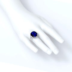 Emilio Jewelry Vivid Blue Certified 16.36 Carat Ceylon Sapphire Diamond Ring