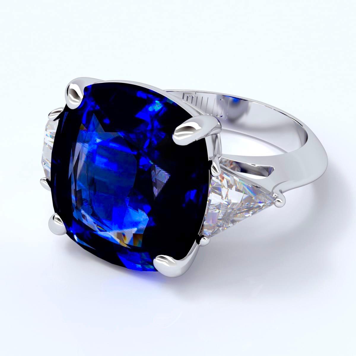 Emilio Jewelry Vivid Blue Certified  16.36 Carat Ceylon Sapphire Diamond Ring In New Condition In New York, NY