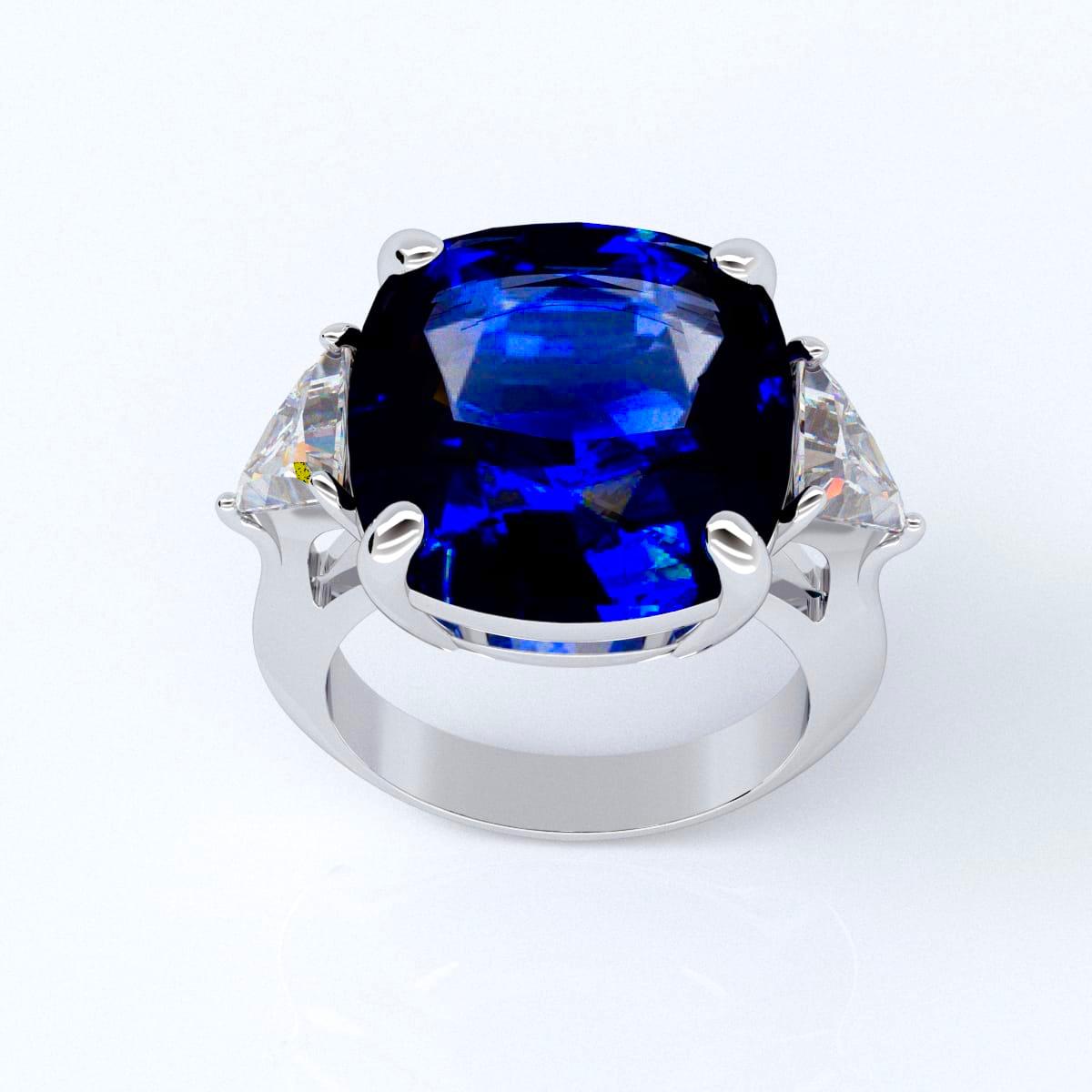 Emilio Jewelry Vivid Blue Certified  16.36 Carat Ceylon Sapphire Diamond Ring 1
