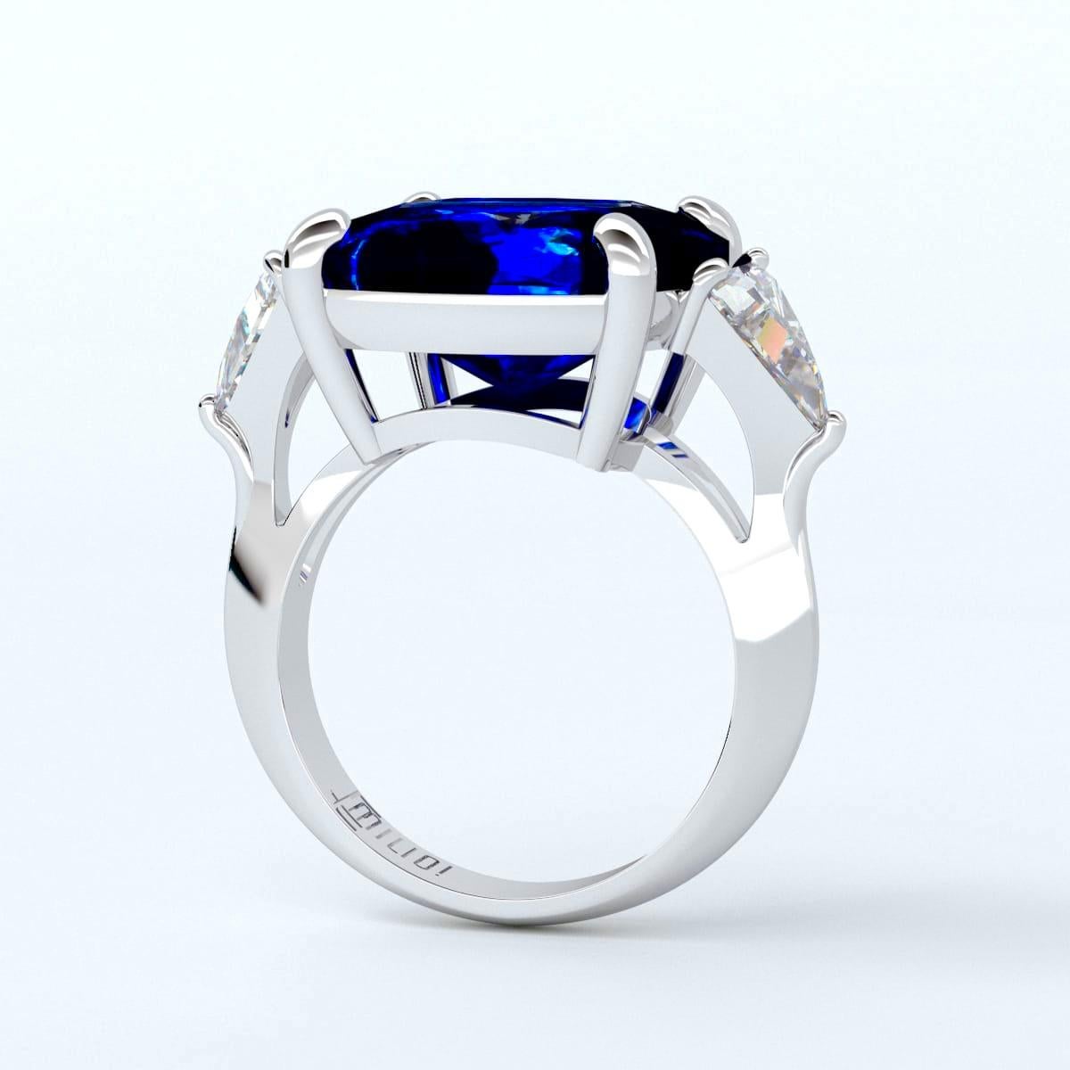 Emilio Jewelry Vivid Blue Certified  16.36 Carat Ceylon Sapphire Diamond Ring 3