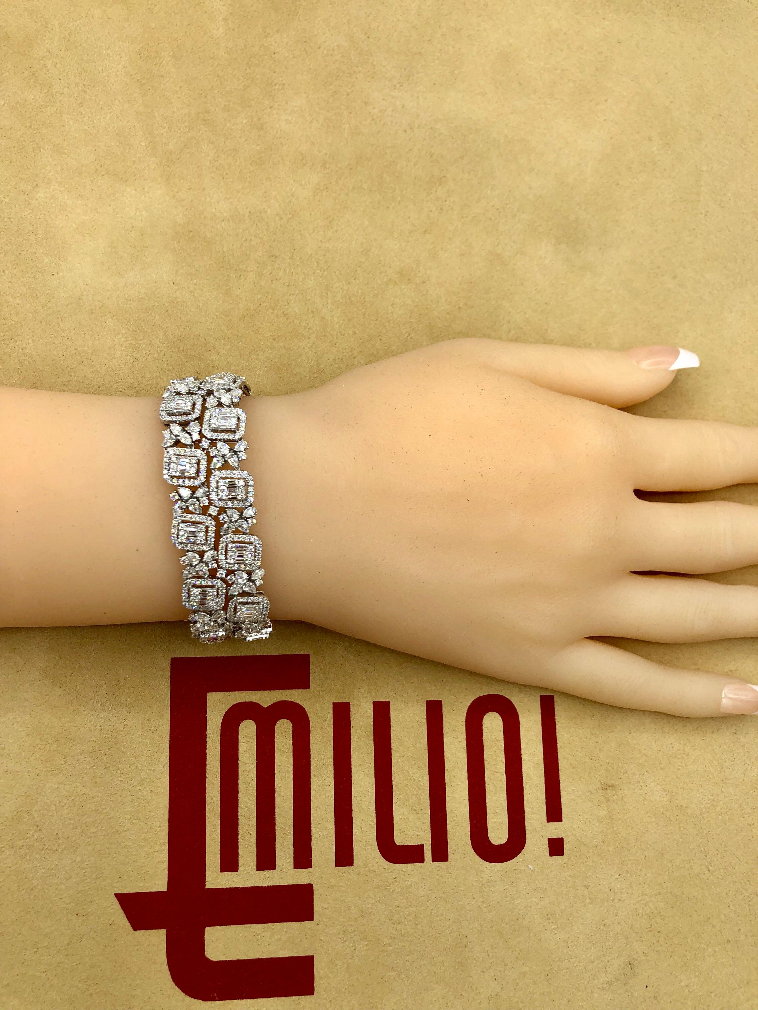 Emilio Jewelry Wide Diamond Bracelet 2
