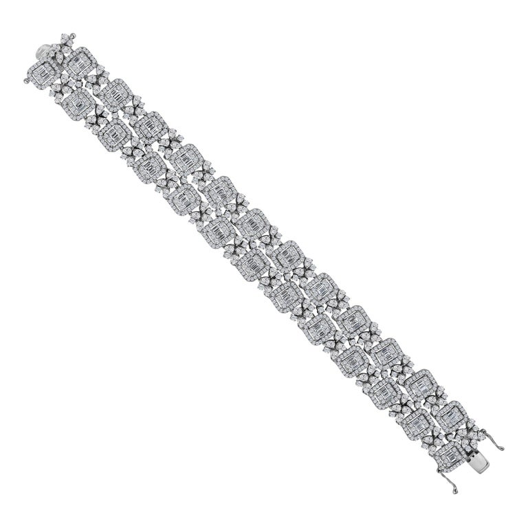 Emilio Jewelry Wide Diamond Bracelet For Sale at 1stDibs