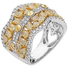 Emilio Jewelry Yellow and White Diamond Band
