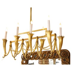 Emilio Lancia Art Deco Brass Chandelier, Italy, 1930's
