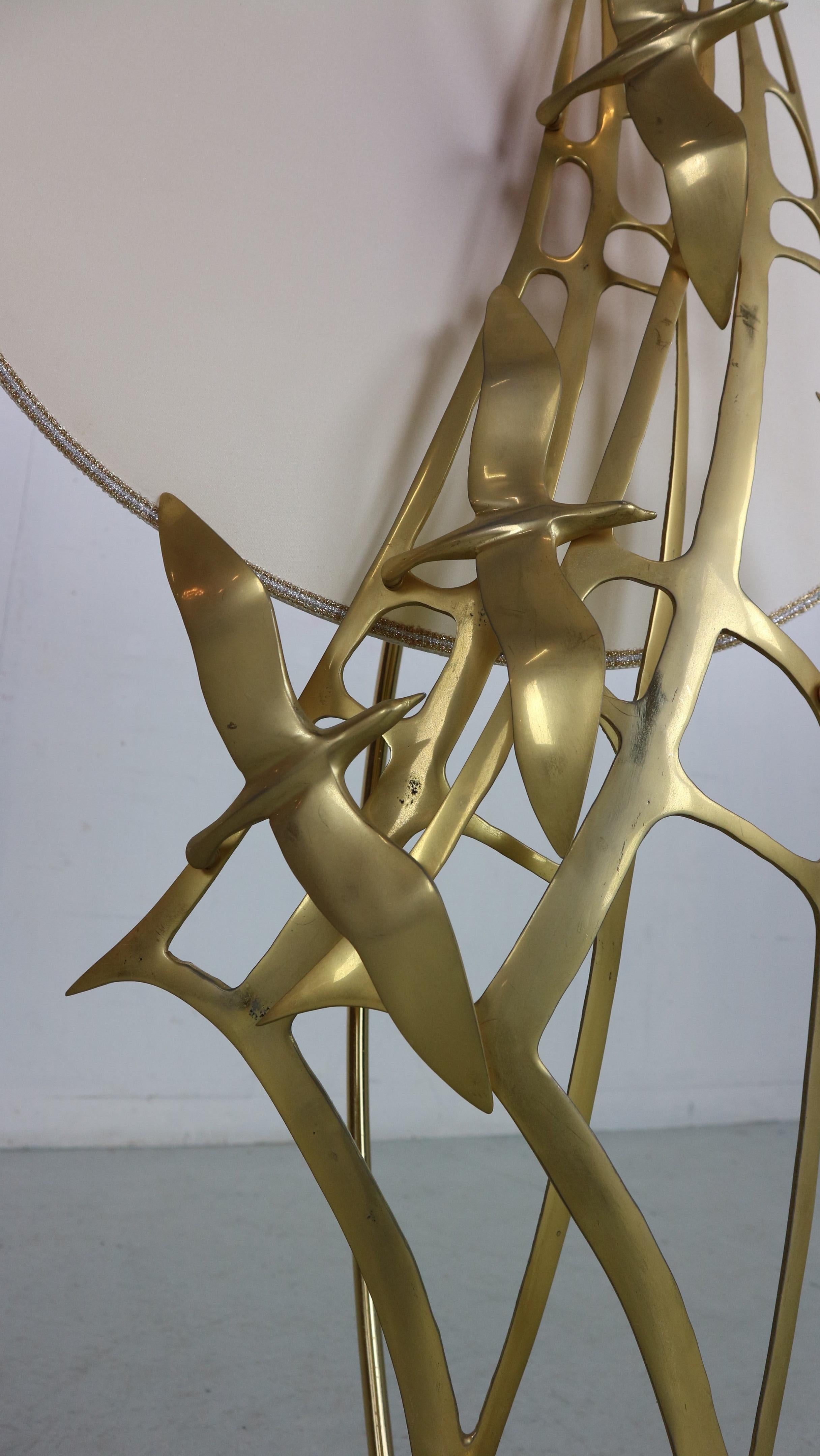 Emilio Lancia Brass Sculpture Of Birds Table Or Floor Lamp, 1970 Italy 5