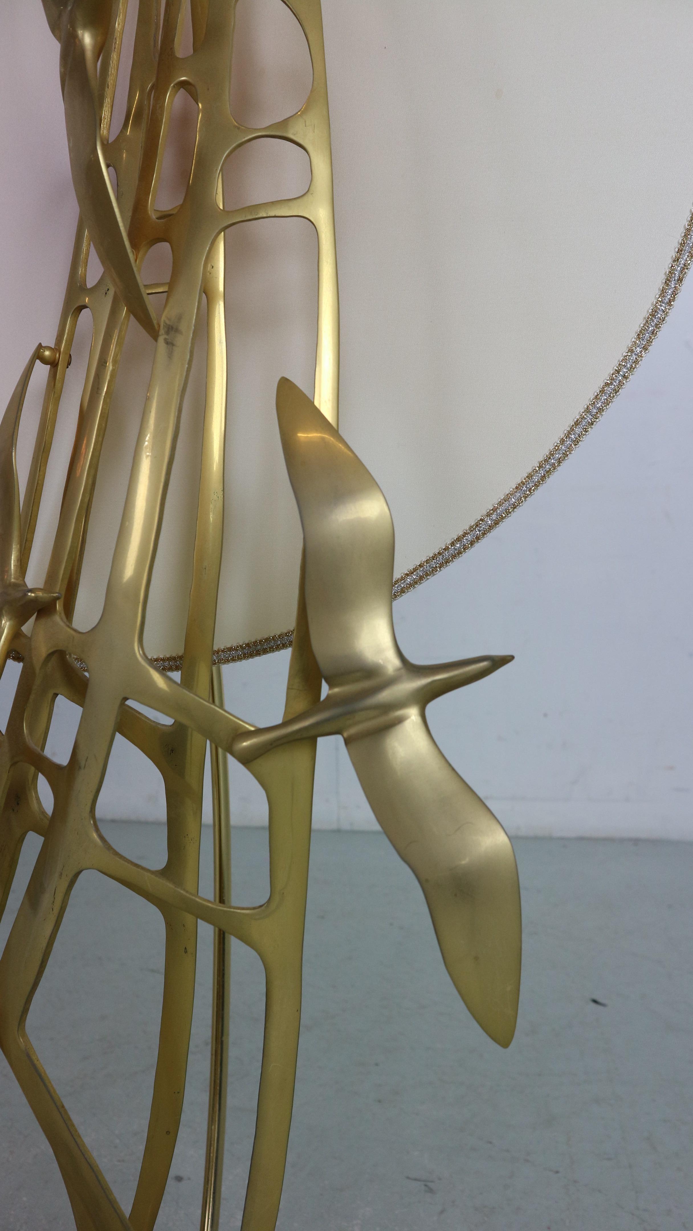 Emilio Lancia Brass Sculpture Of Birds Table Or Floor Lamp, 1970 Italy 6