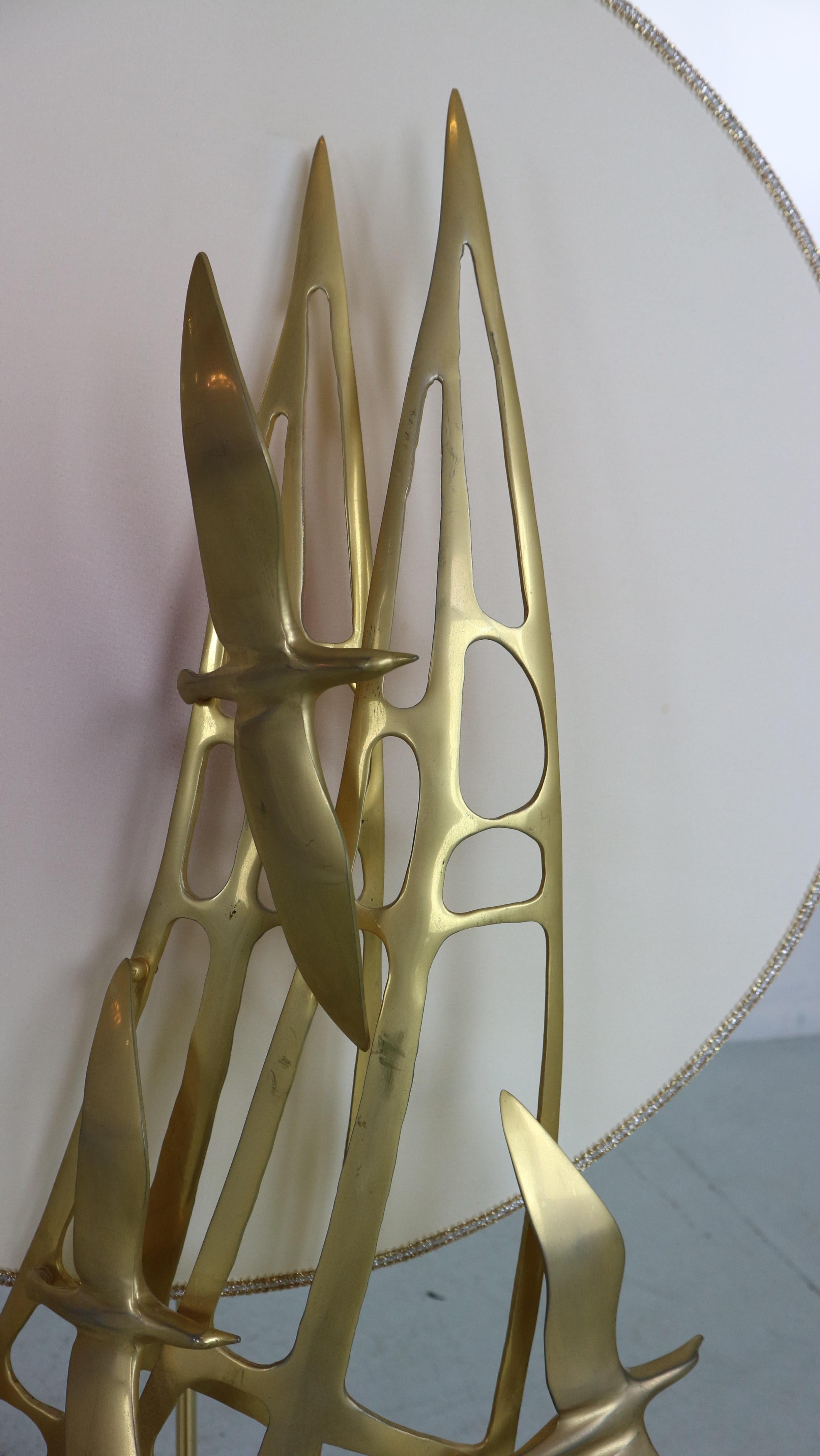 Emilio Lancia Brass Sculpture Of Birds Table Or Floor Lamp, 1970 Italy 7
