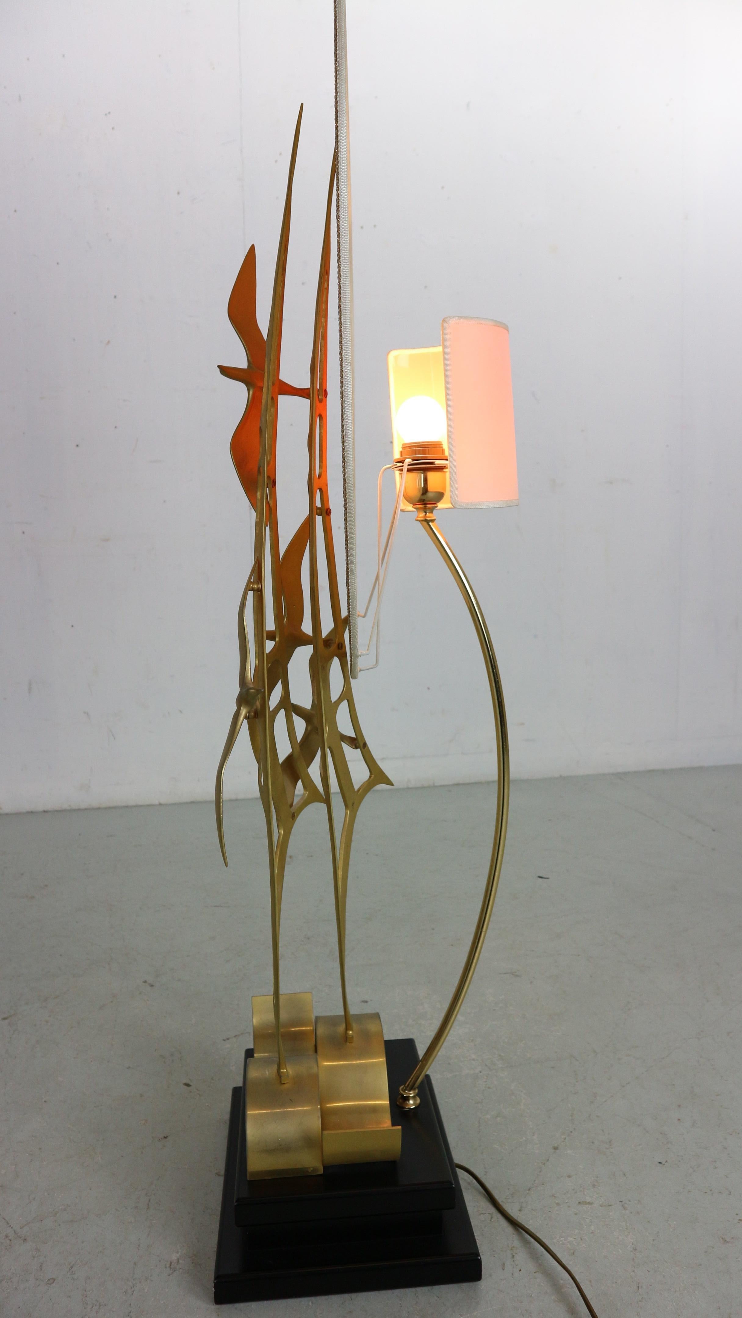 Emilio Lancia Brass Sculpture Of Birds Table Or Floor Lamp, 1970 Italy 12