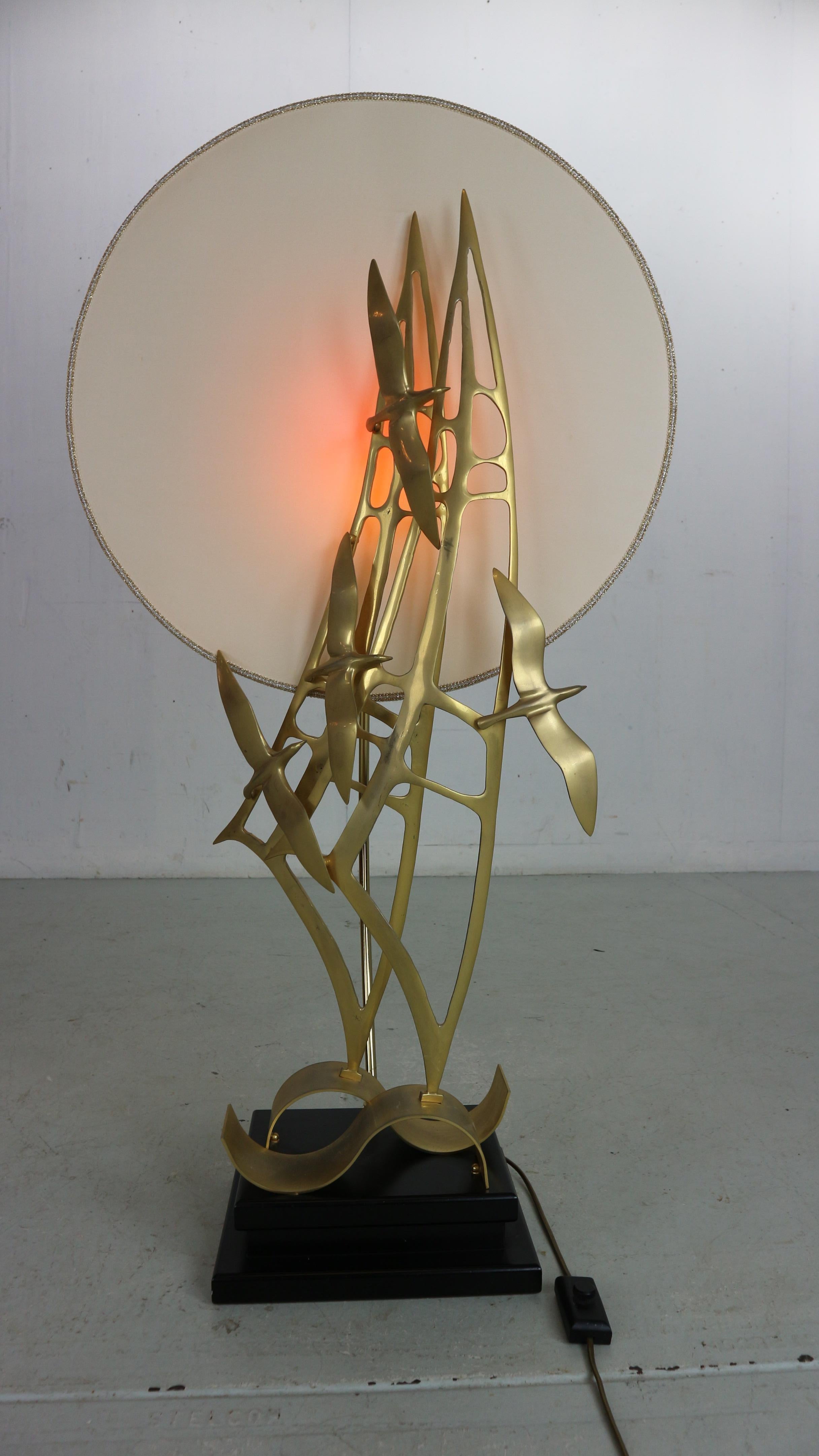 Emilio Lancia Brass Sculpture Of Birds Table Or Floor Lamp, 1970 Italy 13