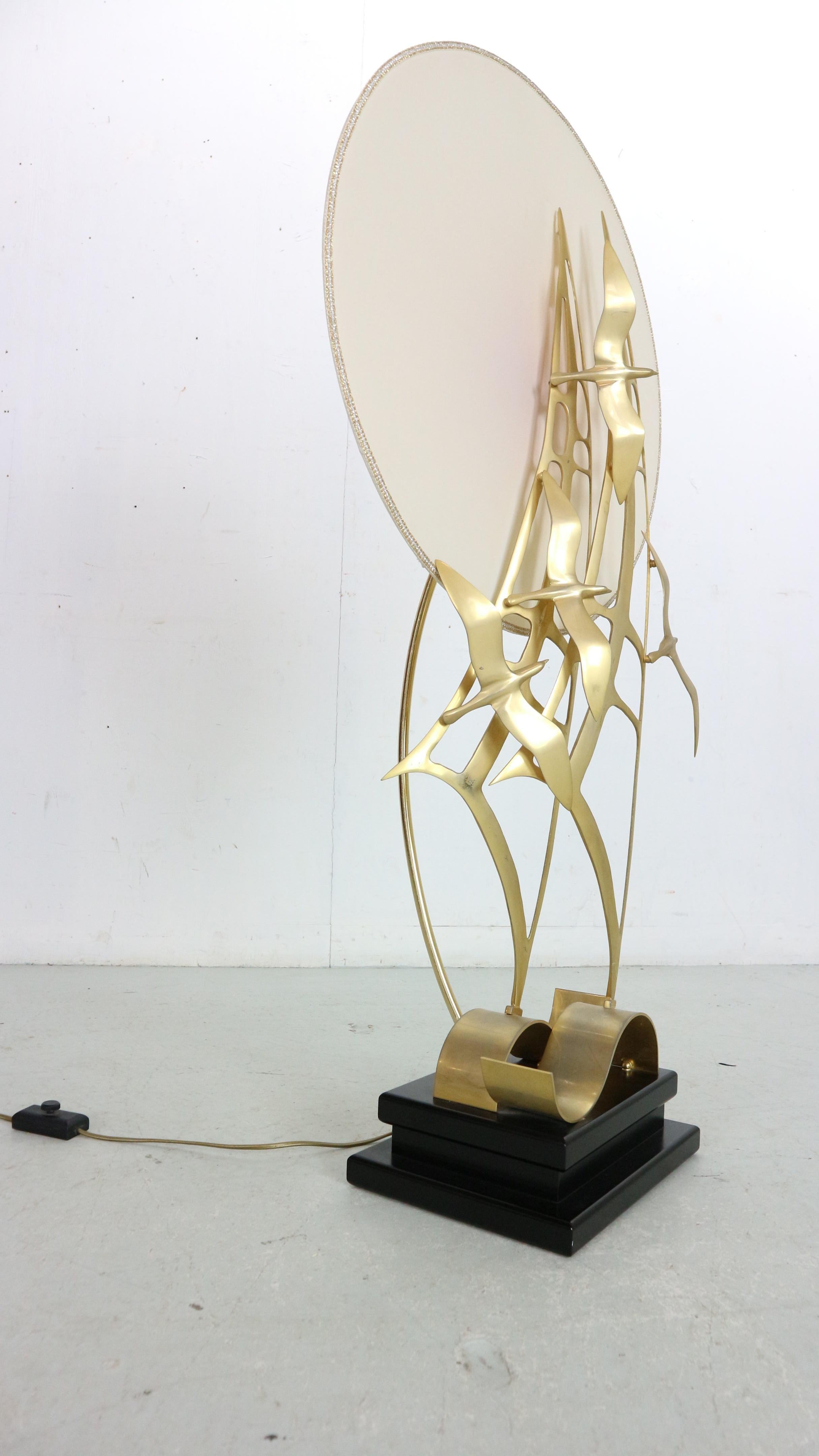 Italian Emilio Lancia Brass Sculpture Of Birds Table Or Floor Lamp, 1970 Italy
