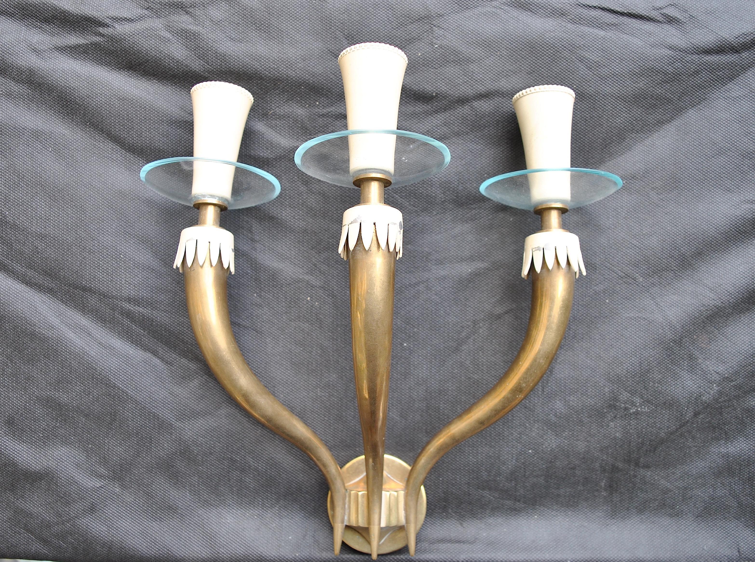 Mid-Century Modern Emilio Lancia Italian Midcentury Sconce Arte in Brass, 1950s For Sale