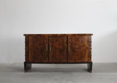 Emilio Lancia Large Sideboard in Walnut Wood Italian Manufacture 1930s