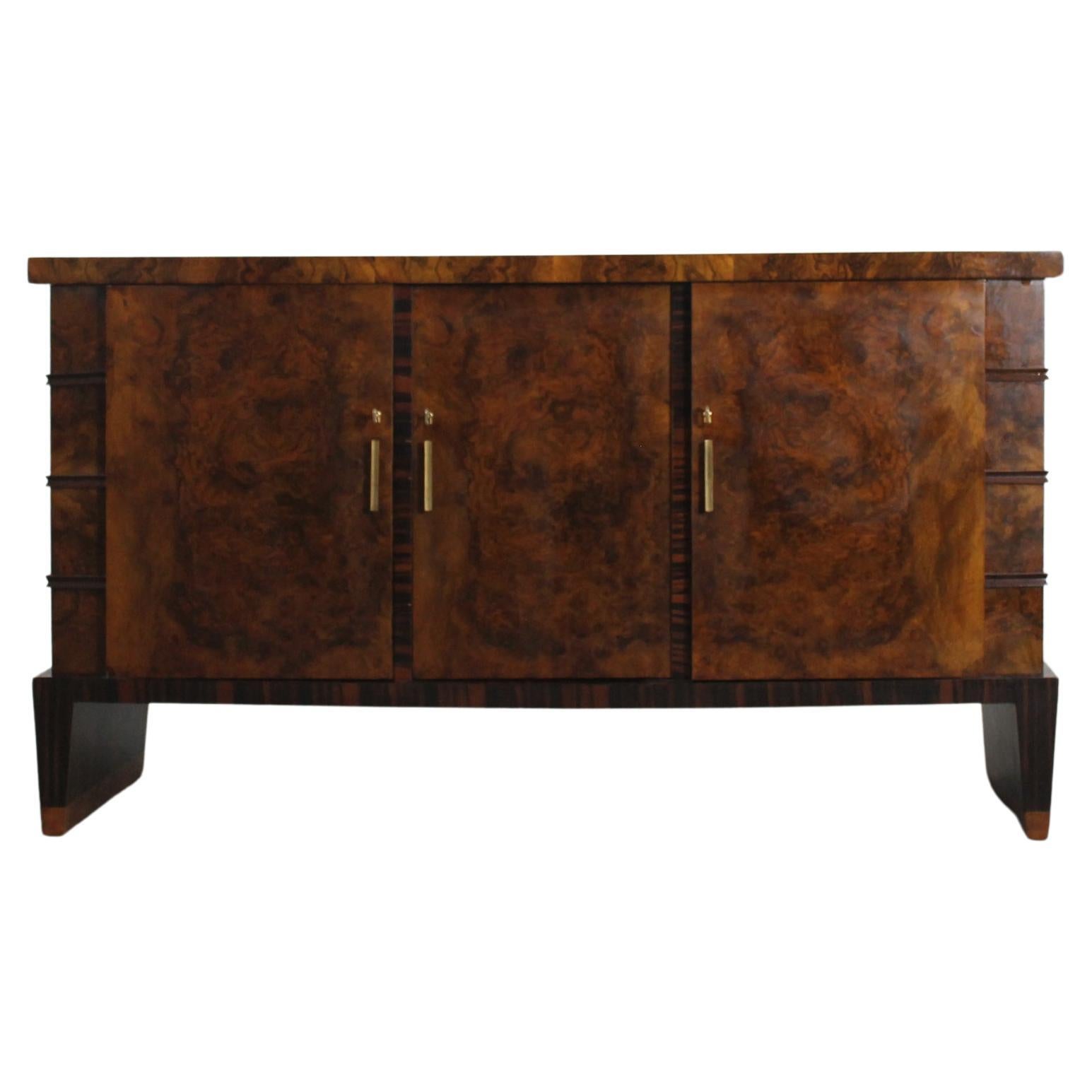 Emilio Lancia Large Sideboard in Walnut Wood Italian Manufacture 1930s