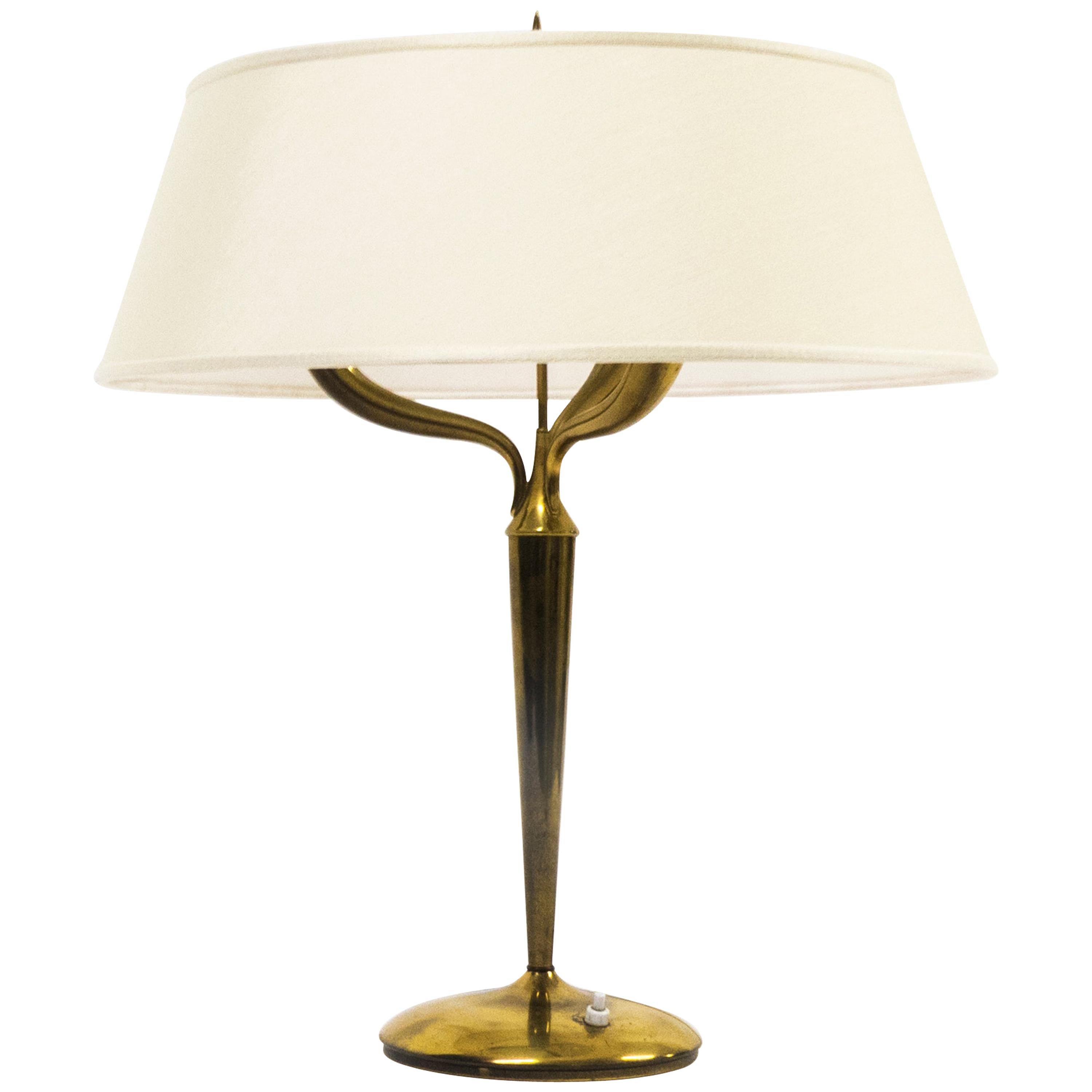 Emilio Lancia Modern Brass Tall Table Lamp, 1940s For Sale