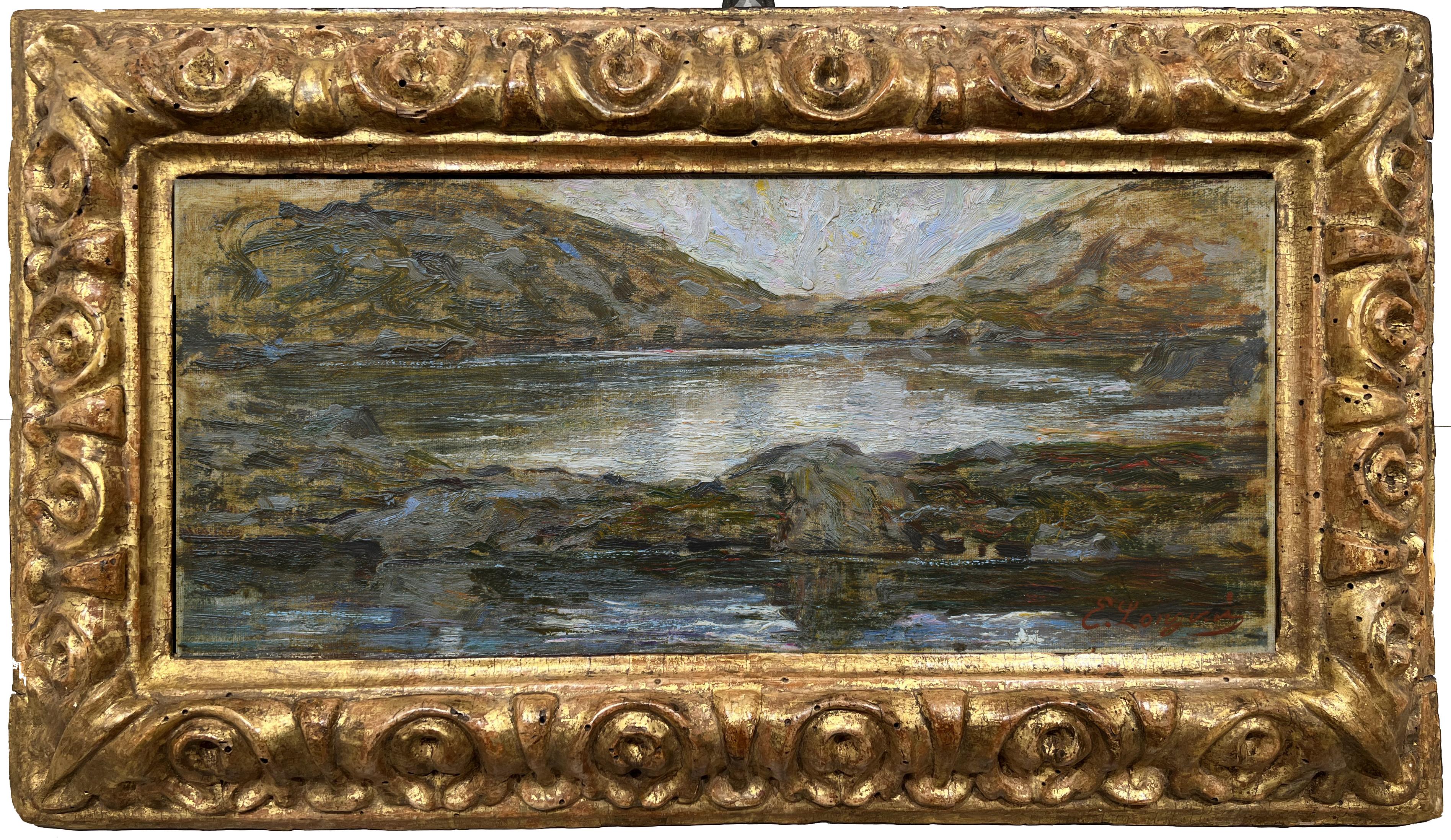 Alpine lake - Painting by Emilio Longoni