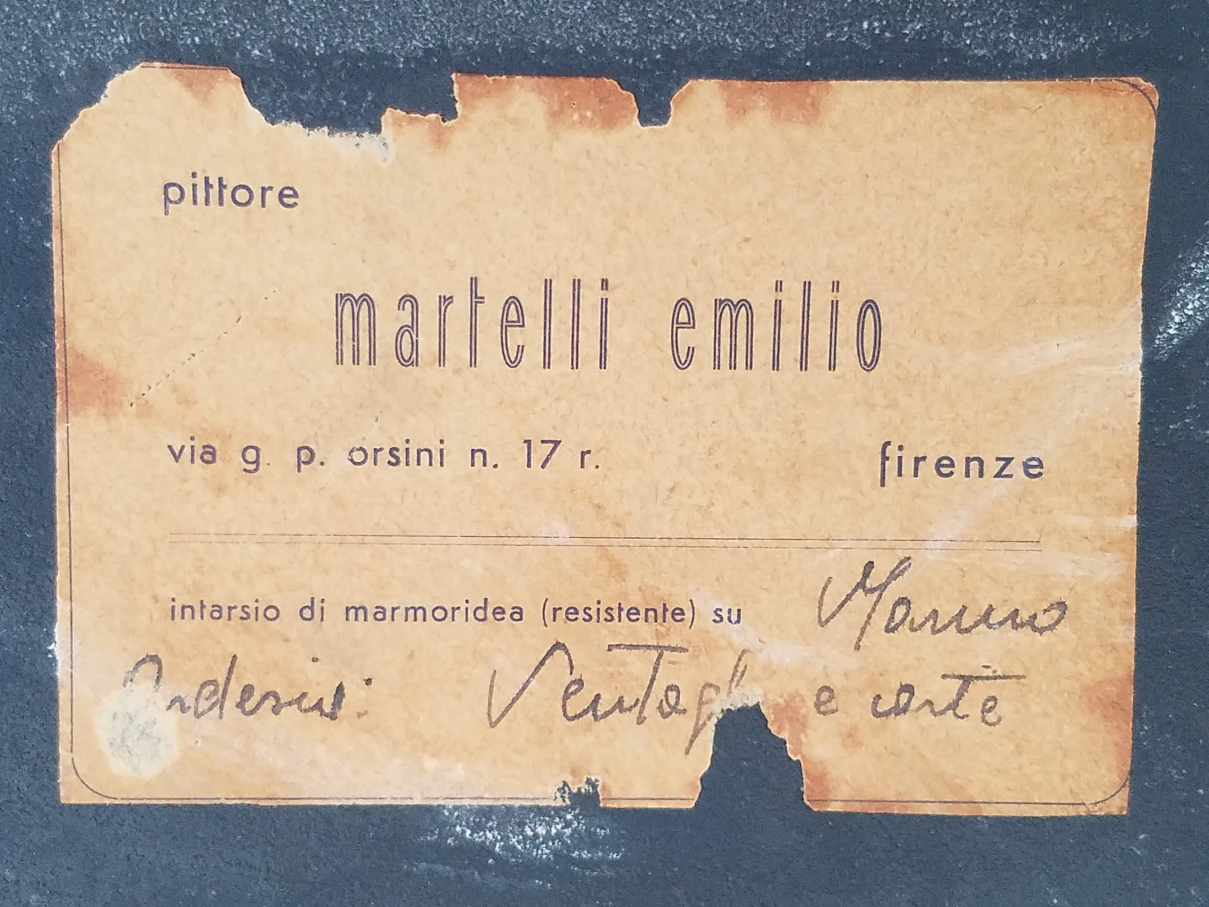 Emilio Martelli Tavolo rotondo in marmo nero intarsiato Firenze, Italia, anni '50 12