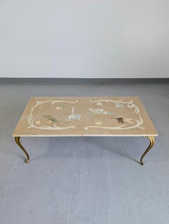 Emilio Martelli Italian Scagliola Inlay Marble Coffee Table