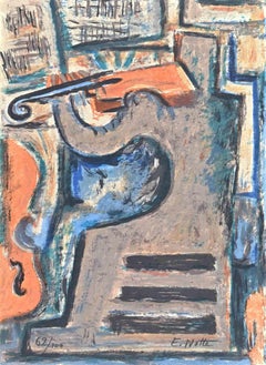 Il violino - Litografia di Emilio Notte - 1978