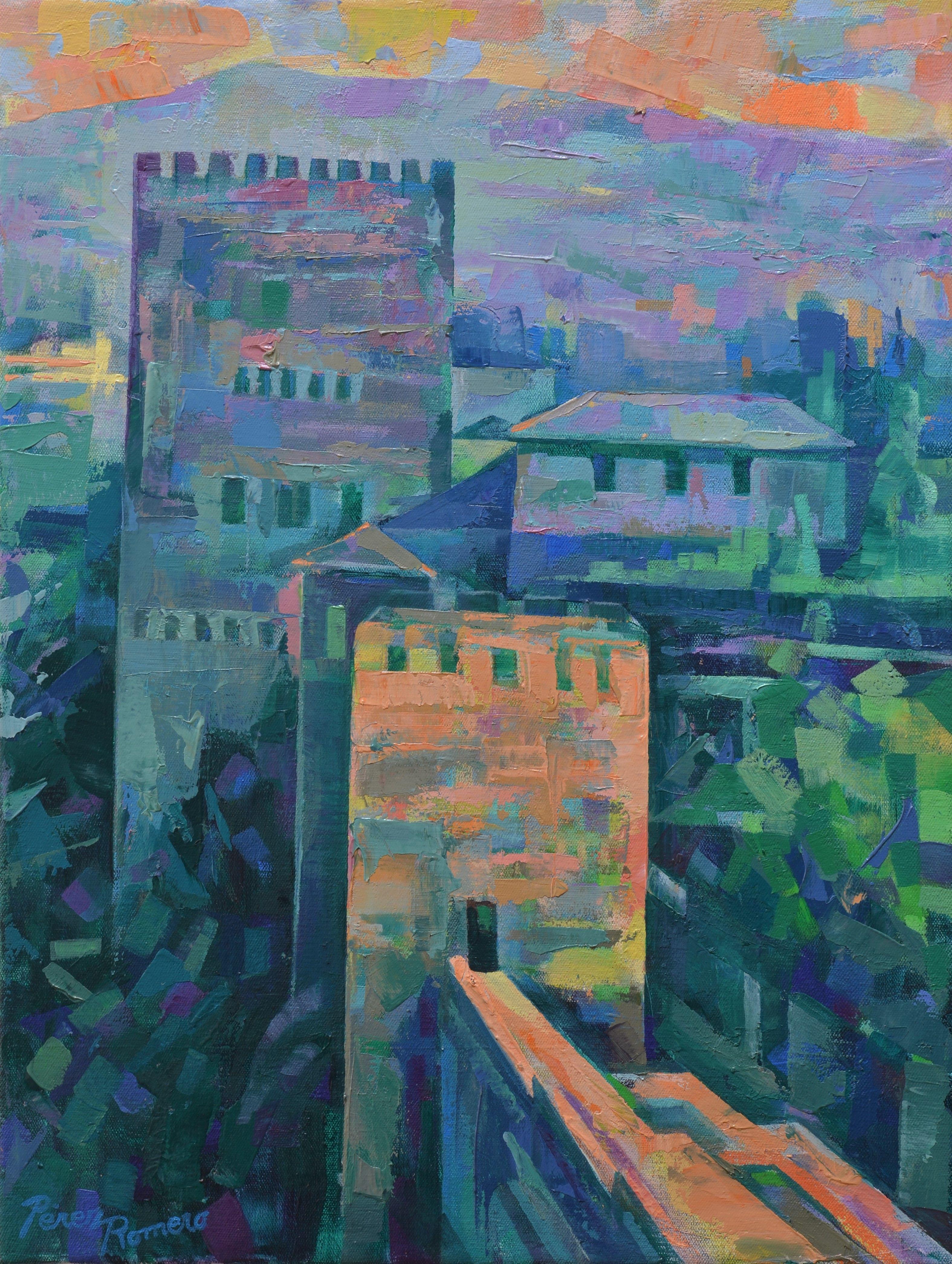 This is a view of the Comares Tower and the exterior of other buildings from the Alcazaba. The Comares Tower is a Tower-Palace, one of the most beautiful and imposing of the Alhambra, full of legends and stories. It is possible to appreciate, thanks