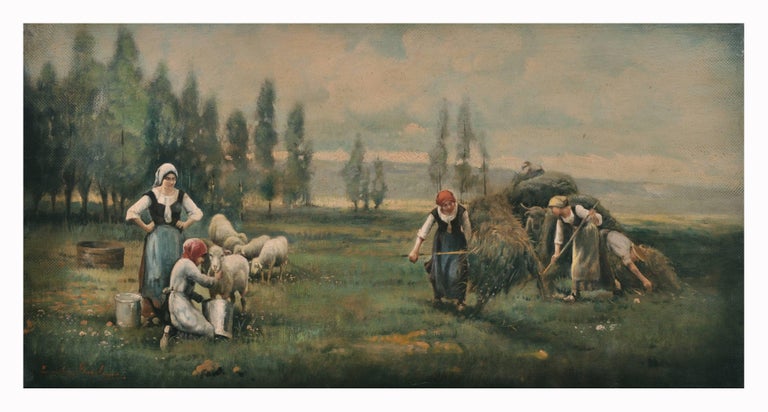 COUNTRY LANDSCAPE - Emilio Pergola - Italian Oil on Canvas Painting For Sale 1