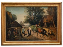 COUNTRY LANDSCAPE – Italienische Schule – Gemälde in Öl auf Leinwand