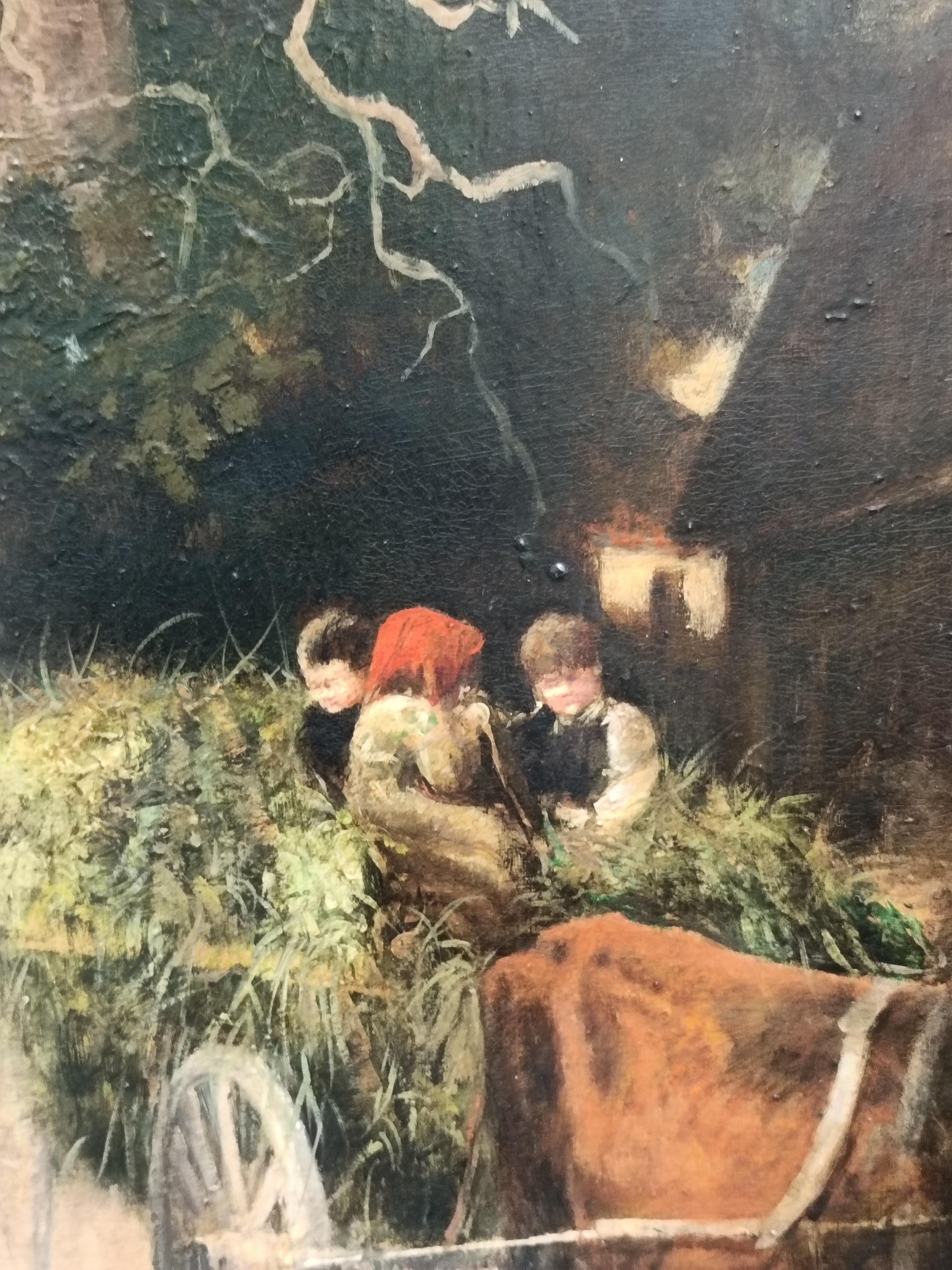 COUNTRY LANDSCAPE – Italienische Schule – Gemälde in Öl auf Leinwand im Angebot 7