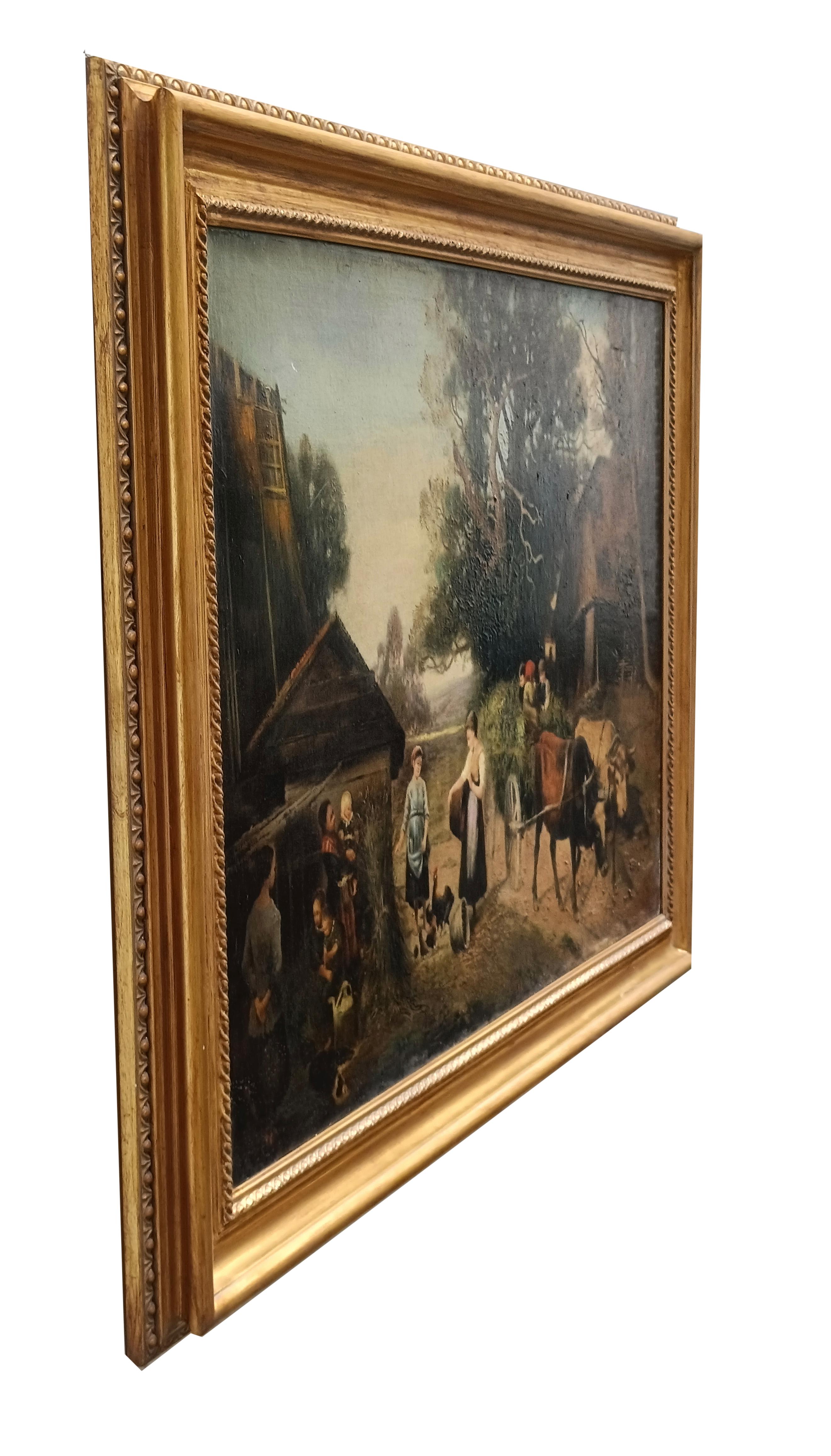 COUNTRY LANDSCAPE – Italienische Schule – Gemälde in Öl auf Leinwand im Angebot 11