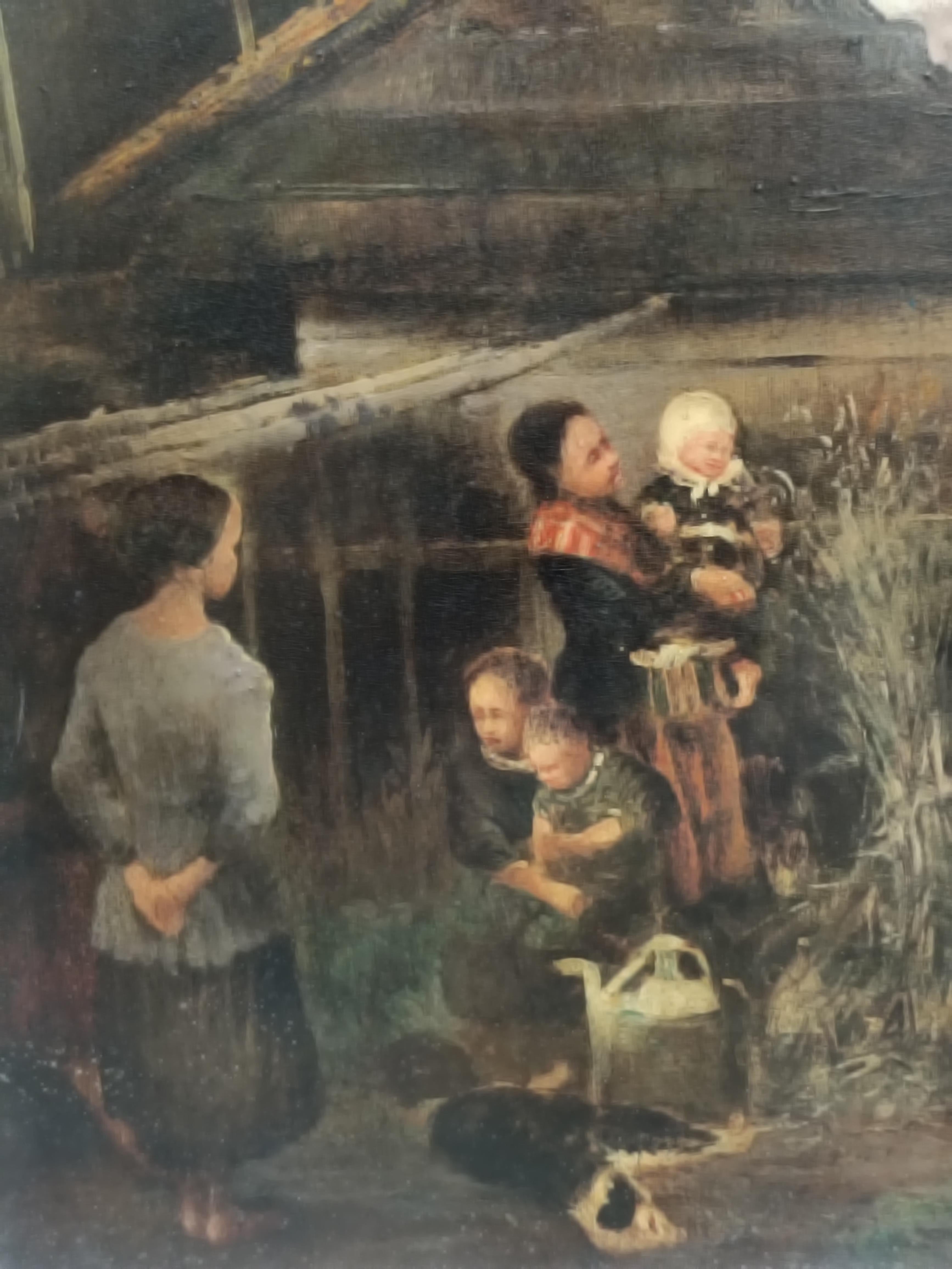 COUNTRY LANDSCAPE – Italienische Schule – Gemälde in Öl auf Leinwand im Angebot 9