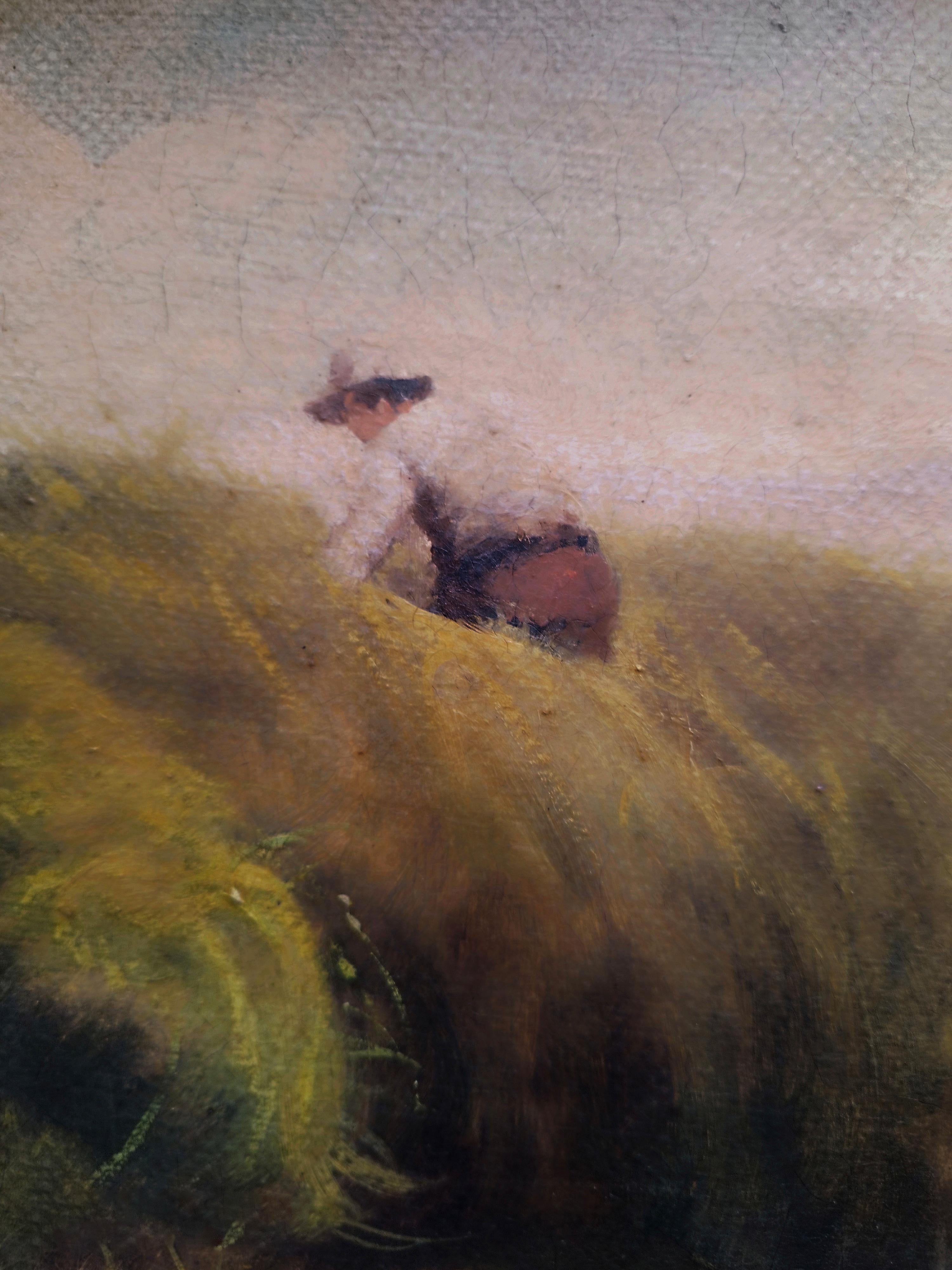 COUNTRY SCENE- French School - Italian Oil on Canvas Painting For Sale 3