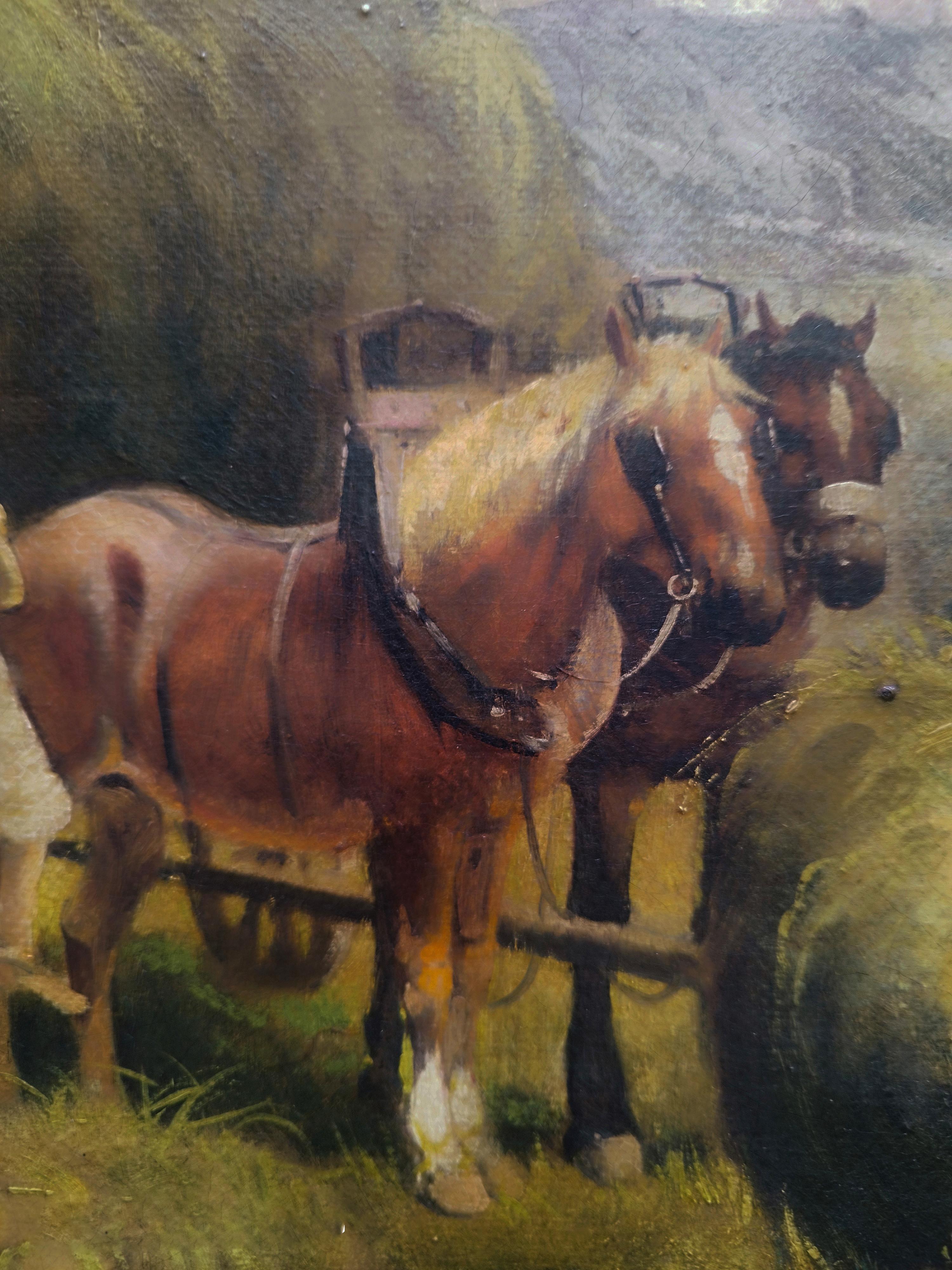 COUNTRY SCENE- French School - Italian Oil on Canvas Painting For Sale 4