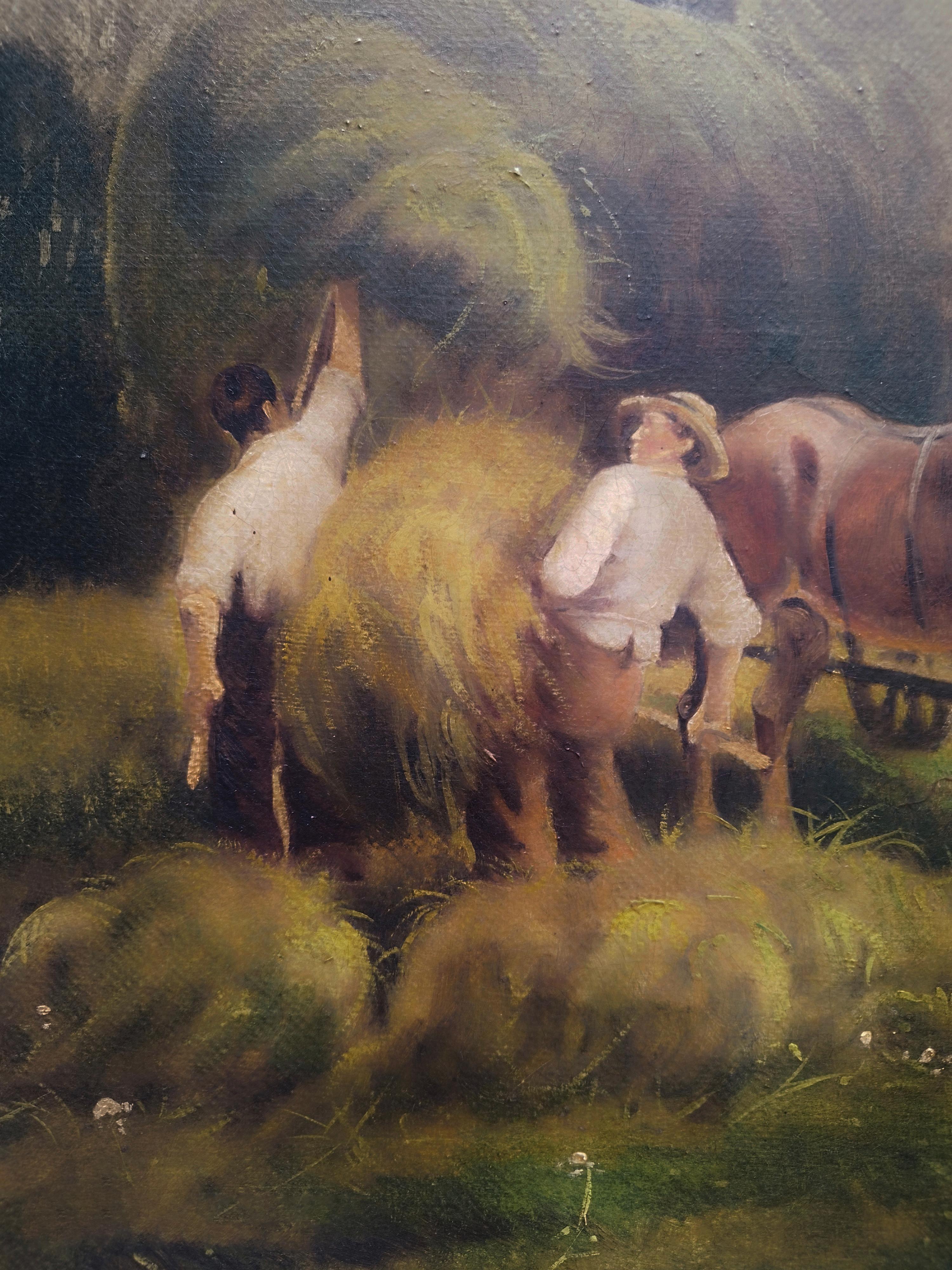 COUNTRY SCENE- French School - Italian Oil on Canvas Painting For Sale 5