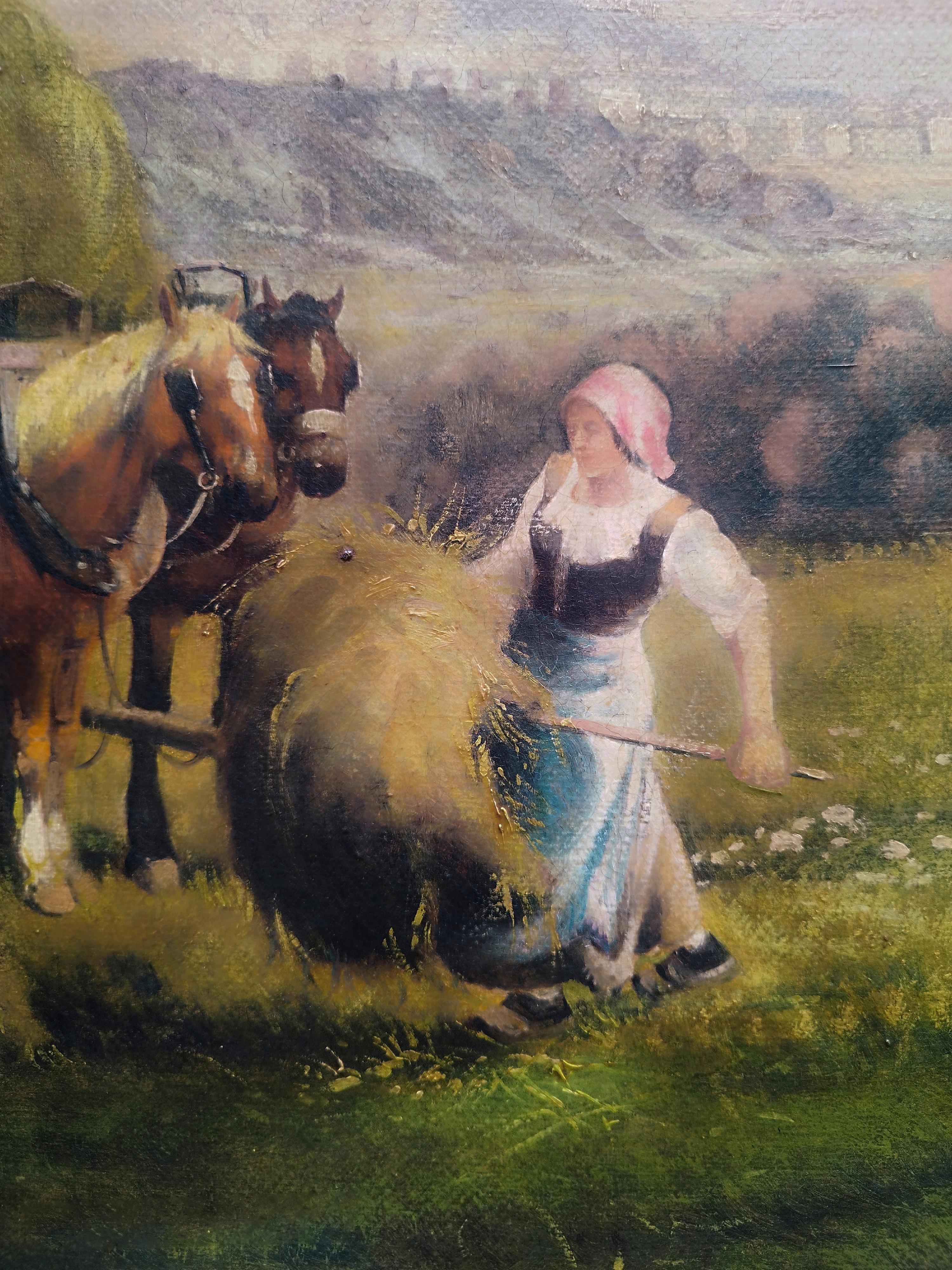 COUNTRY SCENE- French School - Italian Oil on Canvas Painting For Sale 6
