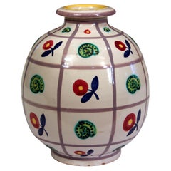 Emilio Polci Italian Pottery Flower Snail Grid Figure Raymor Vintage Vase