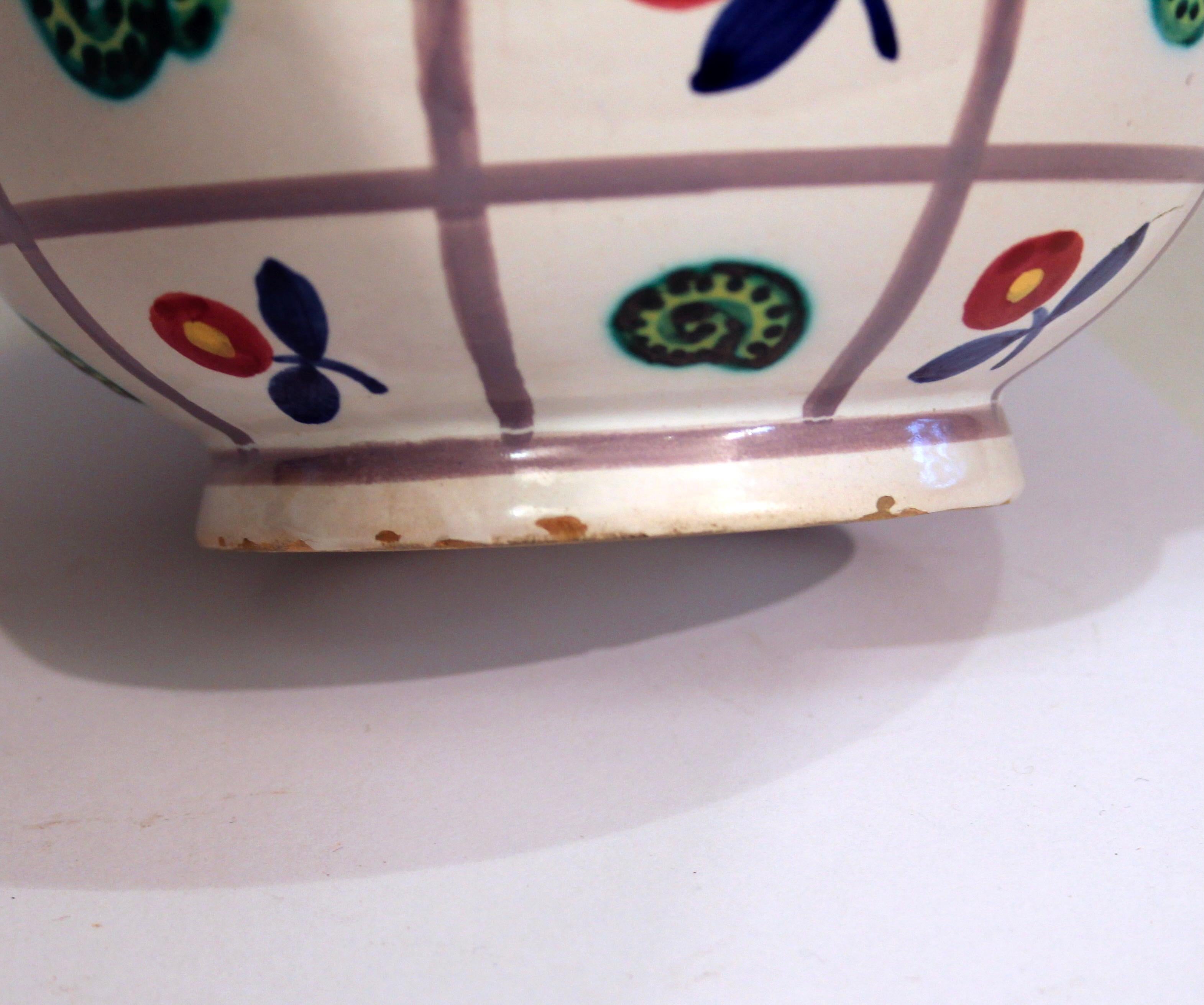 20th Century Emilio Polci Vintage Vase Italian Pottery Flower Snail Grid Figure Raymor For Sale