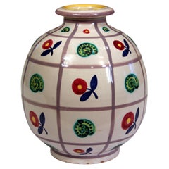 Emilio Polci Vintage Vase Italian Pottery Flower Snail Grid Figure Raymor