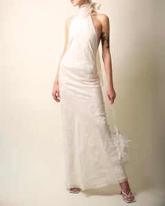 Emilio Pucci 01 vintage ivory floral print silk backless maxi dress wedding gown