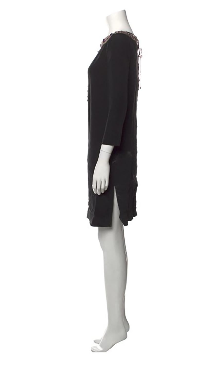 EMILIO PUCCI 100% SILK BLACK EMBELLISHED DRESS Sz IT 38 In Excellent Condition In Montgomery, TX