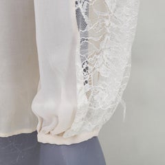 EMILIO PUCCI 100% silk ivory lace trim puff sleeves boho peasant blouse IT40 S