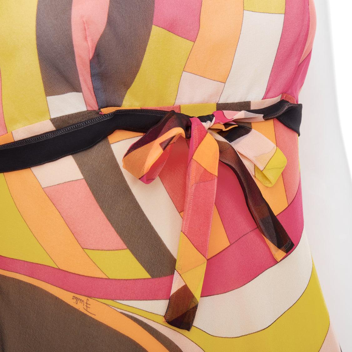 EMILIO PUCCI 100% silk kaleidoscopic swirl beaded shoulder dress IT40 S im Angebot 2