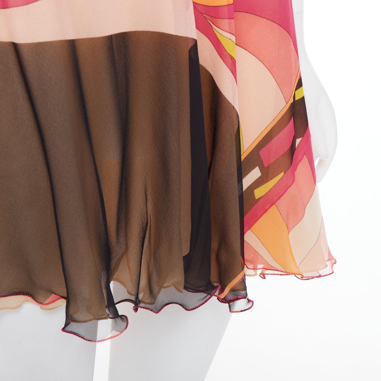 EMILIO PUCCI 100% silk kaleidoscopic swirl beaded shoulder dress IT40 S im Angebot 3