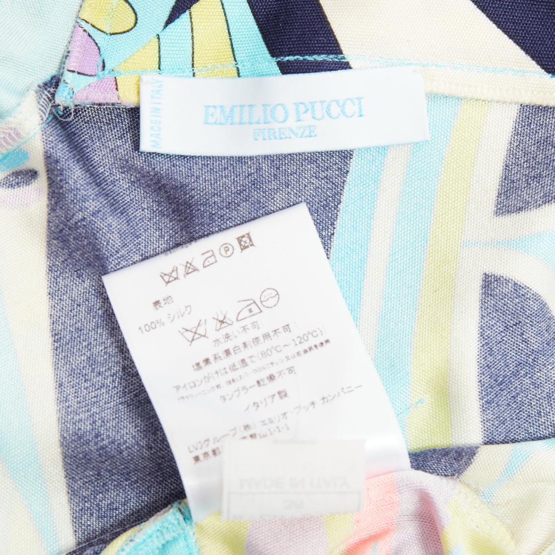 EMILIO PUCCI 100% Seide hellblau kaleidoskopischer Druck Minikleid IT40 S im Angebot 4