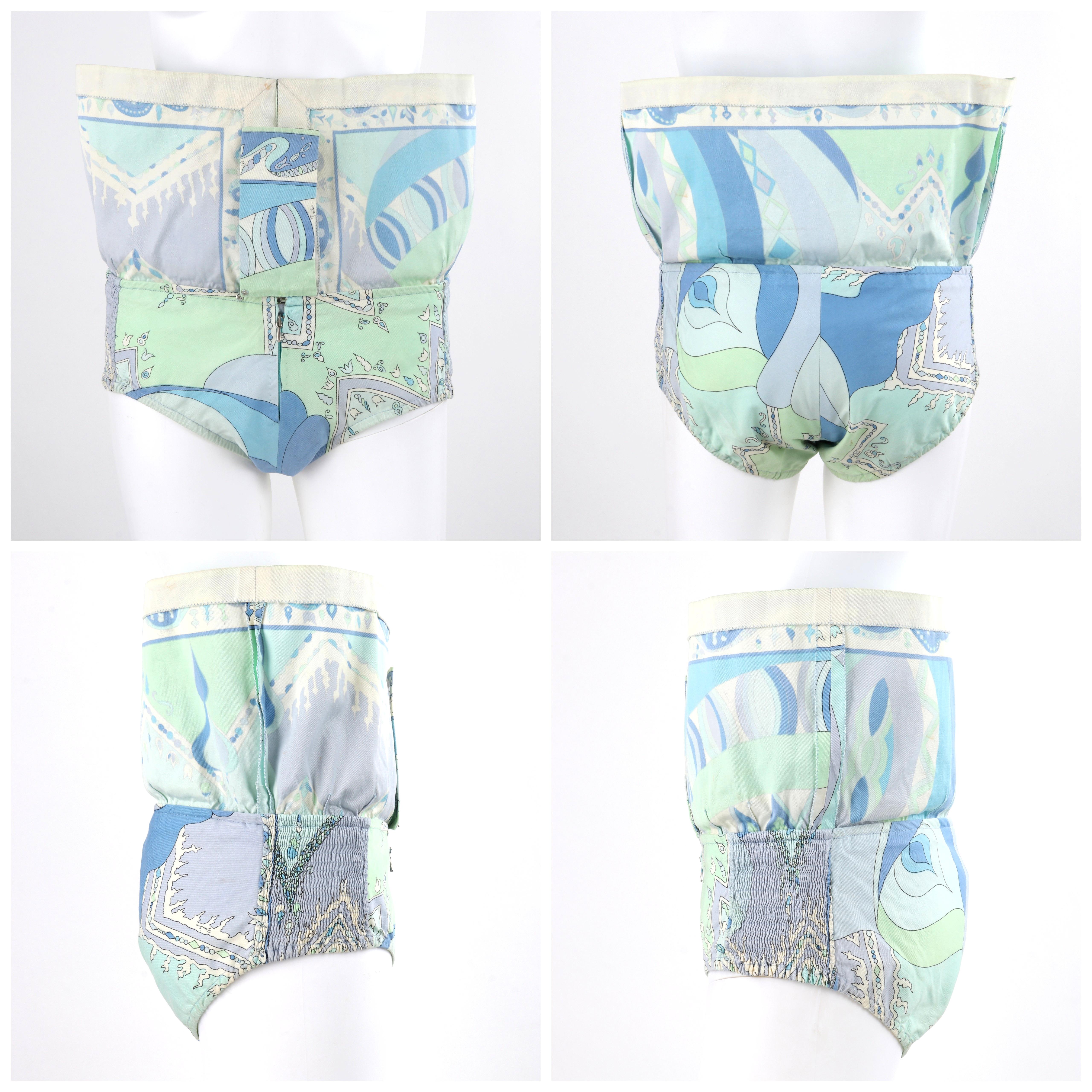 EMILIO PUCCI 1960’s Multicolor Nordic Motif Signature Print 2 Pc Bikini Swimsuit In Fair Condition In Thiensville, WI