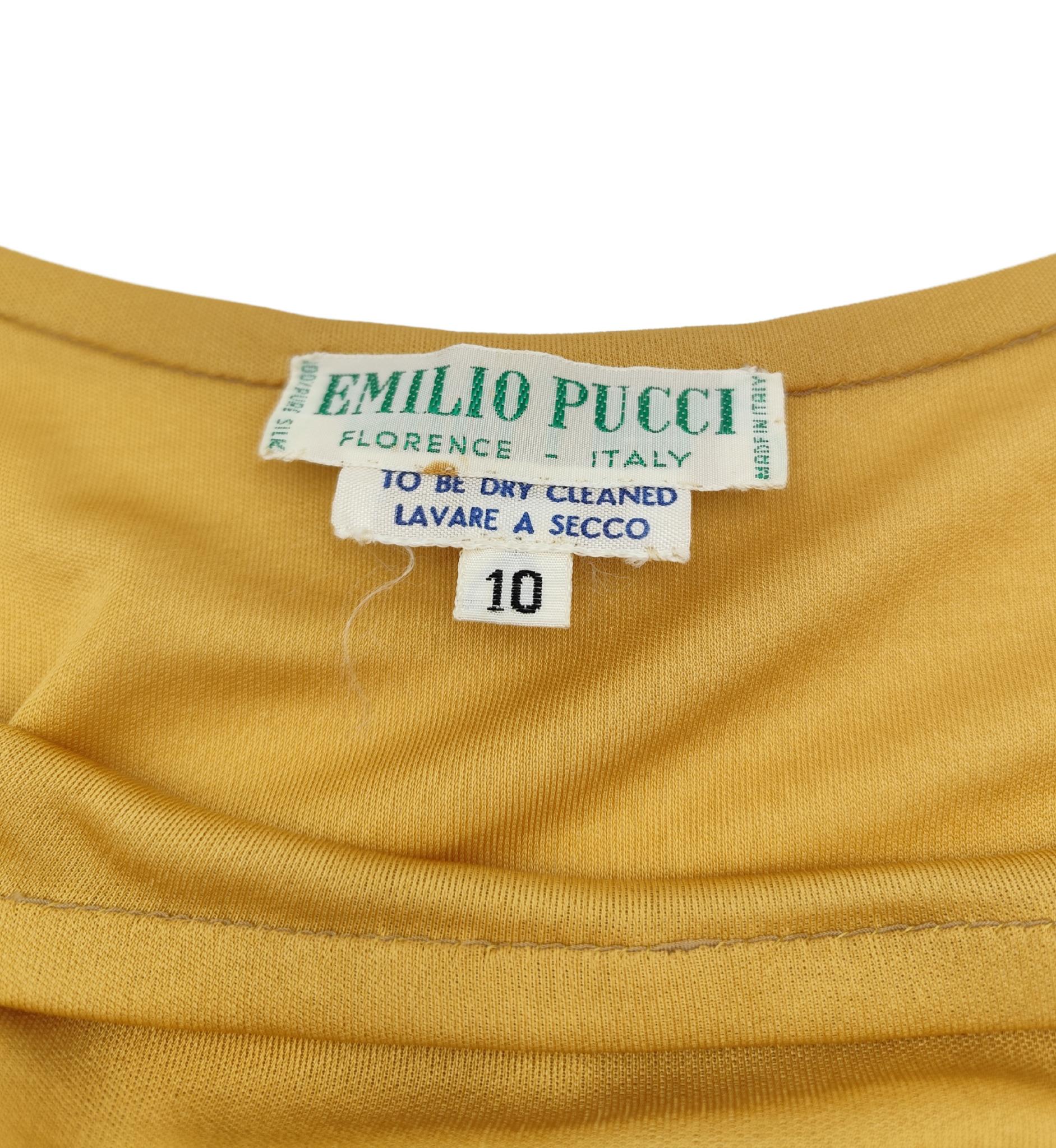 Emilio Pucci 1960s mustard yellow fringe silk dress For Sale 7